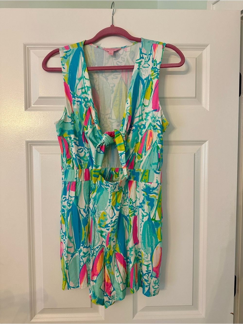 Lilly Pulitzer Greer Multi-Print Sleeveless Tie-Front Romper